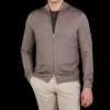 Gran Sasso Knitwear | Light Brown Vintage Merino Wool Zip Cardigan