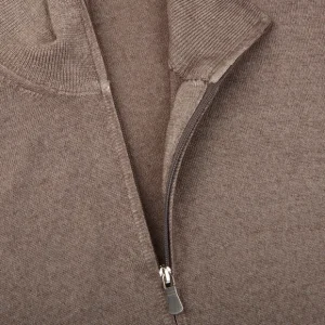 Gran Sasso Cardigans | Light Brown Vintage Merino Wool Zip Cardigan