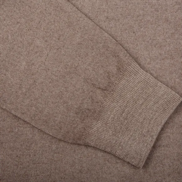 Gran Sasso Cardigans | Light Brown Vintage Merino Wool Zip Cardigan