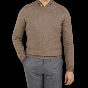 Gran Sasso Sweaters | Light Brown Wool Cashmere Crew Neck