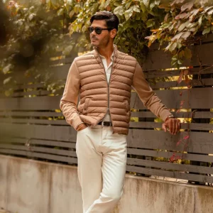 Herno Knitwear | Light Camel Wool Silk Nylon Padded Jacket