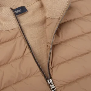 Herno Knitwear | Light Camel Wool Silk Nylon Padded Jacket