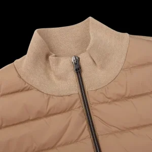 Herno Knitwear | Light Camel Wool Silk Nylon Padded Jacket