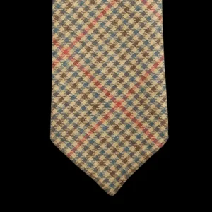 Dreaming Of Monday Ties | Light Green Micro Gunclub Checked 7-Fold Wool Tie