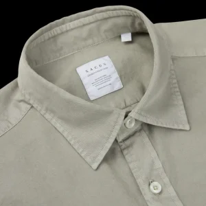 Xacus Shirts | Light Green Washed Cotton Twill Casual Shirt