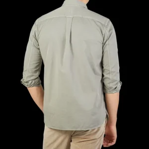 Xacus Shirts | Light Green Washed Cotton Twill Casual Shirt