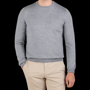 Gran Sasso Knitwear | Light Grey Extra Fine Merino Crew Neck