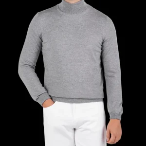 Gran Sasso Knitwear | Light Grey Extra Fine Merino Roll Neck