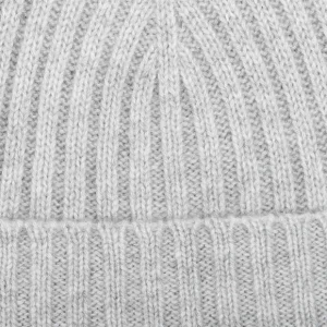 Amanda Christensen Beanies | Light Grey Ribbed Cashmere Beanie