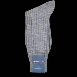 Bresciani Socks | Light Grey Ribbed Wool Nylon Socks