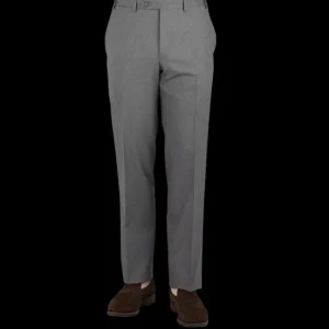 Canali Trousers | Light Grey Tropical Wool Flat Front Trousers