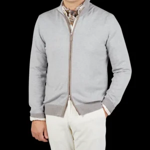 Gran Sasso Knitwear | Light Grey Wool Cashmere Zip Cardigan