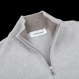 Gran Sasso Sweaters | Light Grey Wool Cashmere 1/4 Zip Sweater