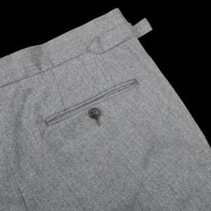 Studio 73 Trousers | Light Grey Wool Flannel Pleated Trousers