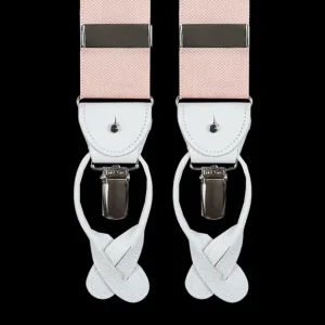 Albert Thurston Braces | Light Pink Nylon White Leather 40 Mm Braces