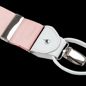 Albert Thurston Braces | Light Pink Nylon White Leather 40 Mm Braces