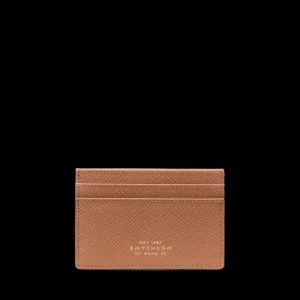 Smythson Wallets | Light Rosewood Panama Leather Flat Card Holder