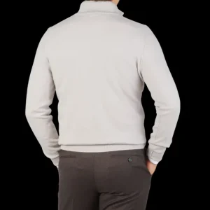 Gran Sasso Sweaters | Light Taupe Cashmere 1/4 Zip Sweater