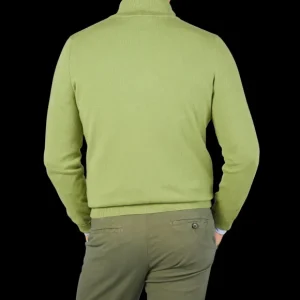 Gran Sasso Sweaters | Lime Green Cashmere 1/4 Zip Sweater