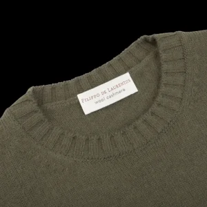 Filippo de Laurentiis Sweaters | Loden Green Wool Cashmere Crewneck Sweater