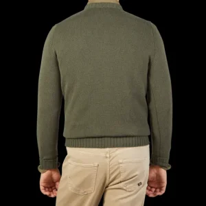 Filippo de Laurentiis Sweaters | Loden Green Wool Cashmere Crewneck Sweater