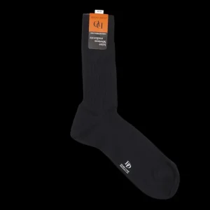 Doré Doré Socks | Marine Blue Merino Wool Ribbed Socks