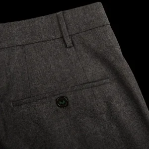 Berwich Trousers | Medium Grey Wool Flannel Flat Front Trousers