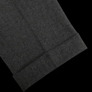 Berwich Trousers | Medium Grey Wool Flannel Flat Front Trousers