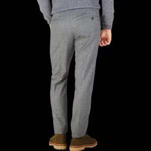 Berwich Trousers | Medium Grey Wool Flannel Flat Front Trousers
