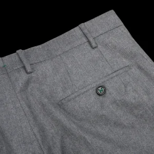 Berwich Trousers | Medium Grey Wool Flannel Flat Front Trousers