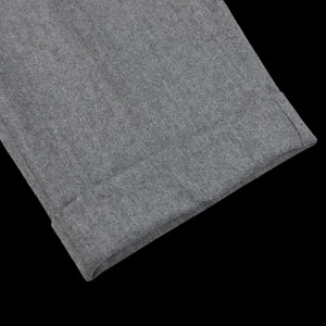 Berwich Trousers | Medium Grey Wool Flannel Flat Front Trousers