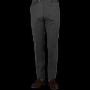 Berwich Trousers | Medium Grey Wool Flannel Flat Front Trousers
