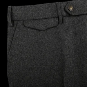 Berwich Trousers | Medium Grey Wool Flannel Flat Front Trousers
