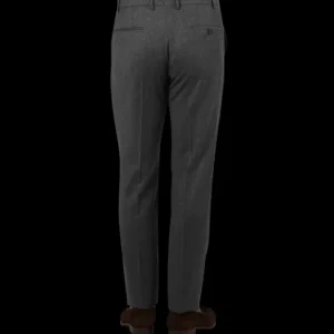 Berwich Trousers | Medium Grey Wool Flannel Flat Front Trousers