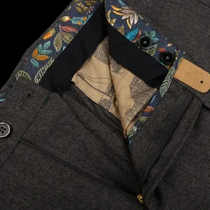 Berwich Trousers | Medium Grey Wool Flannel Flat Front Trousers