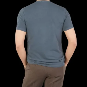 Majestic Filatures T-Shirts | Metal Blue Cotton Stretch T-Shirt