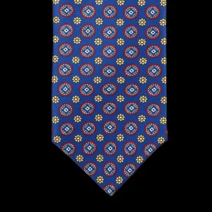 Silvio Fiorello Ties | Mid Blue Geometrical Print Silk Tie
