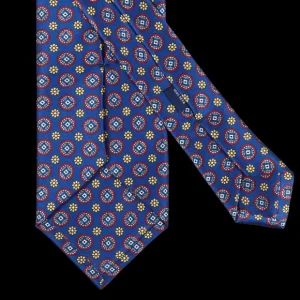Silvio Fiorello Ties | Mid Blue Geometrical Print Silk Tie