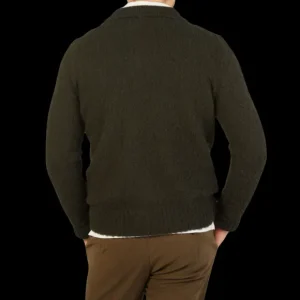 Aspesi Polo Shirts | Militare Green Shetland Wool Polo Shirt