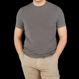 Majestic Filatures T-Shirts | Military Green Cotton Stretch T-Shirt