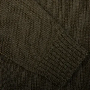 Zanone Knitwear | Military Green Wool Shawl Collar Cardigan