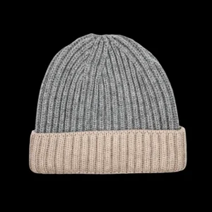 William Lockie Beanies | Moondust Two Tone Cashmere Ribbed Beanie