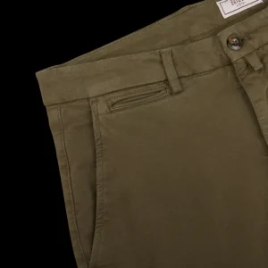 Briglia Trousers | Moss Green Cotton Stretch Bg32 Casual Chinos