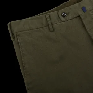 Incotex Trousers | Moss Green Cotton Stretch Comfort Chinos