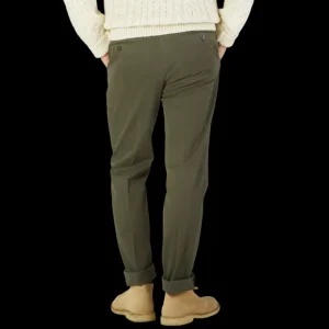 Incotex Trousers | Moss Green Cotton Stretch Comfort Chinos