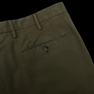 Incotex Trousers | Moss Green Cotton Stretch Comfort Chinos