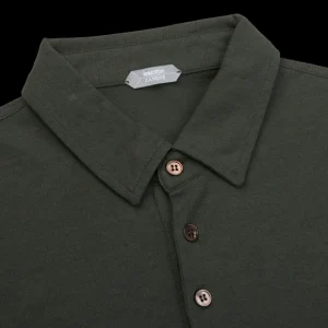 Zanone Polo Shirts | Moss Green Ice Cotton Ls Polo Shirt