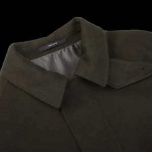 De Petrillo Outerwear | Moss Green Wool Cashmere Caban Jacket