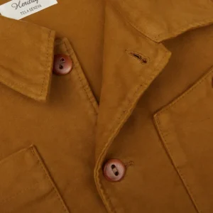 Tela Genova Outerwear | Mustard Yellow Brushed Cotton Leo Overshirt