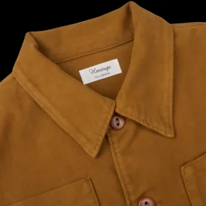 Tela Genova Outerwear | Mustard Yellow Brushed Cotton Leo Overshirt